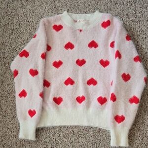Sweet Generis Pink and Red Heart Valentine's Day Pattern Chunky Sweater